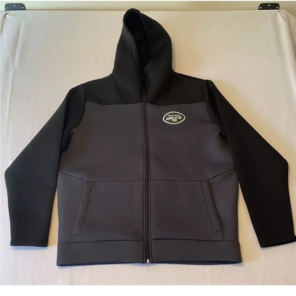 Men's Antigua Charcoal New York Jets Full-Zip Hoodie Large New Activewear - Picture 1 of 14